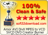 Amor AVI DivX MPEG to VCD SVCD DVD Creator Burner for tomp4.com 5.0 Clean & Safe award